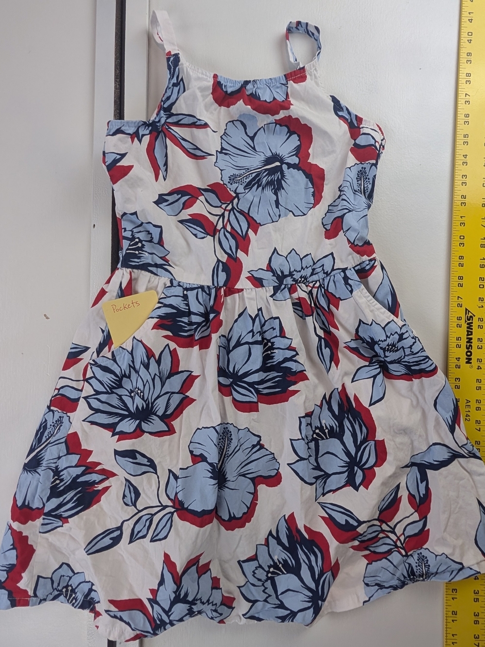 Crazy 8 Girls White Sundress with Blue and Red Floral Print